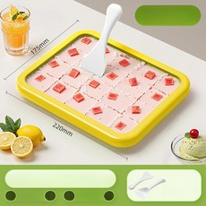 도랑가게 철판아이스크림판 아이스크림 스테인레스, 레몬옐로우 (스쿱 2개 포함), 기본 색상