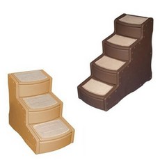 PET GEAR 寵物易步二階樓梯/三階樓梯/愛踏斜坡樓梯，止滑耐用，保護關節, 1個, 四階樓梯(巧克力PG-9740TN)