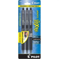 파이롯트 PILOT FriXion 클리커 지울 수 있는 펜 리필 가능 & 접이식 젤 잉크 파인 포인트 0.7mm 블랙 잉크 3팩 - 학교 저널링 및 사무실 글쓰기에 이상, Black
