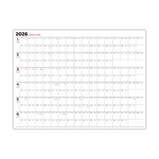 2026년 대형 큰 달력 한장 캘린더 벽부착 보드 연간 만년형 재사용 화이트보드 마카펜2P, B. 시트지 타입, 1개, 01. 줄형(1~6월) 40X30cm