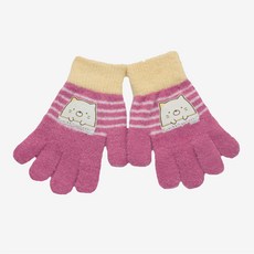 角落生物兒童保暖條紋羽毛手套 - 柔軟蓬鬆禦寒冬季必備