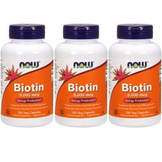 NOW Foods 生物素素食膠囊 5000mcg, 120顆, 3罐