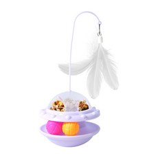 寵物貓逗貓棒羽毛漏食器不倒翁貓玩具自嗨解悶, 【紫色-不倒翁漏食玩具】, 1個