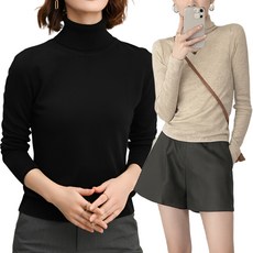 모든GO 따뜻한 여성용 기본 터틀넥 니트티 데일리 겨울이너 폴라티 긴팔 베이직핏