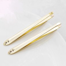 平口眉夾 不鏽鋼鍍金眉毛夾 鑷子 修眉夾 睫毛輔助夾, 1個, 金色平口夾（箭紋/斜口）
