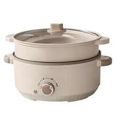 LOVFIR 다용도 미니 멀티쿠커 전기냄비 프라이팬 라면포트 원터치 압력 솥밥, 3L, 1개, 흰색, 24cm