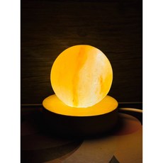 喜馬拉雅山小鹽燈，小圓球USB鹽燈，元寶小夜燈，LED燈精油燈，營造溫馨浪漫氛圍, 大圓球配圆型暖光
