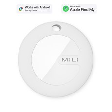 MiLi 미태그 위치추적기 애플 안드로이드 겸용 에어태그 스마트태그 미아 도난 분실방지, 1개, 키링 x 화이트