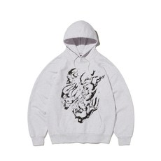 SUADE FLAME SKULL HOODIE [MELANGE GRAY]