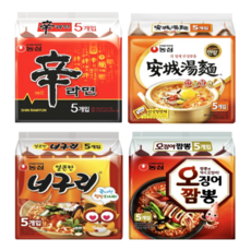 농심 신라면5봉+너구리5봉+안성탕면5봉+오징어짬뽕5봉, 20개