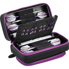 Casemaster GLD Products Plazma Pro 다트 케이스 블랙 자수정 지퍼 및 휴대폰 포켓 포함, 자수정 트림