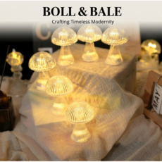 LED 머슈룸 무드등 2개 세트 (감성 인테리어 조명 건전지 포함), 전구색