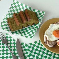 이이공브이샵 펄프 도시락 유산지 100매 디저트포장지 레터링 체크무늬 유산지, 1세트, 100개입, 그린체커