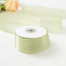 올리브파티 밀키 실크 오간디 리본 25mm 20야드 18M 청첩장 선물포장, 1개, 라이트그린