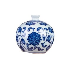 青花瓷迷你陶瓷花瓶 桌面博古架擺飾, 石榴瓶
