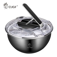 CUGF 채소 과일 건조기 스테인리스 대용량 다용도 스핀 야채탈수기 야채 배수 바구니, 은색, 1개