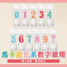 馬卡龍色系數字蠟燭 蛋糕蠟燭 生日蠟燭 問號蠟燭 含底托, 1個, 數字8