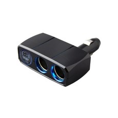 Kashimura 二孔電源插座 PD Type-C USB 3A 車用充電器, 1個, 可調式