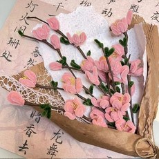 復古扭扭棒花束DIY手工桂花生日禮物長輩媽媽母親節, 鏤空古風桃花【材料包】送教程, 1個