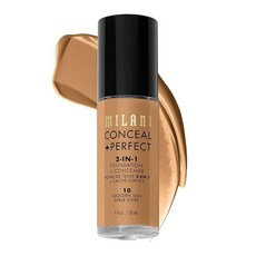 Milani Conceal + Perfect 2-in-1 파운데이션 + 완벽한 피부를 위한 컨실러 눈 밑 교정기 홍조 및 결점 커버 방수 및 땀 방지 - 14-골든 토피, 10-골든 탠