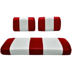 야마하 G-2/G-9 골프카트용 시트 커버 교체 - 전면 벤치 프리미엄 마린 비닐 5개 패널 스티칭 스테이플로 고정하는 설치 방식 투톤 골프카트 화이트, 흰색 & 빨강