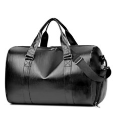 인조 가죽 여행 가방 유니 위켄더 오버나이트 더플 방수 블랙.