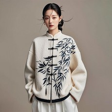ORZQU 봄가을 여성 세미 한복 화이트 캐주얼 패션 루즈핏 에스닉 코트