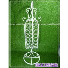 House傢飾 美式鄉村風仿舊洗白鍛鐵紅酒展示架/收納架(19瓶), 1個