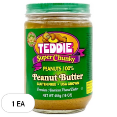 테디 땅콩버터 % 슈퍼청키, 454g, 1개