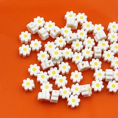 폴리머 비즈 30p 스마일 플라워 팔찌 스트랩 목걸이 만들기 비즈공예 미술 고무 재료, 30개, 데이지 화이트