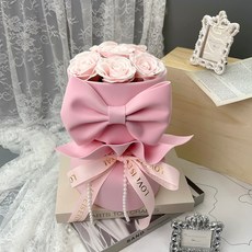 오로라 조화 비누꽃다발 인테리어 꽃바구니, 베이비 핑크, 1개