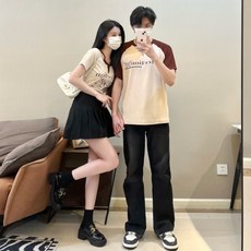 夏季情侶裝 短袖T恤兩件組 設計感 舒適透氣