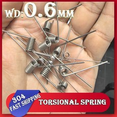 토션스프링 스프링팜 와이어 직경 0.6mm 304 스테인레스 스틸 소형 스프링 머리핀 V 자형 사용자 가능 60/90/120/180 학위, [00] 0.6mm(60 Angle), [01] 3.5mm(5pcs), [00] 6 turns