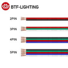 프린 10m 2pin 6pin 전선 24AWG 22AWG 20AWG 18AWG WS2812B WS2815 RGBCCT RGBW FCOB COB LED 케이블 커넥터 연장 와이어, 2pin 20AWG Wi, 10 meters, 1개