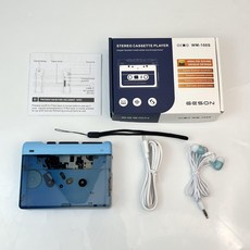 레트로 블루투스 카세트플레이어 휴대용 미니 라디오 테이프 재생기, 블루 녹음 없음 이어폰, 기본 모델명/품번
