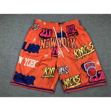 NBA 저스트 돈 닉스 로고 자수 지퍼 포켓 볼 팬츠 반바지