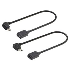 zdyCGTime 2-Pack마이크로 USB to Type-C 익스텐더 케이블 USB 3.1 Type-C 여성 최대 90도 상향 및 하향 각도 마이크로 USB 남성 익스텐더 케, Type C to Micro Right & Left