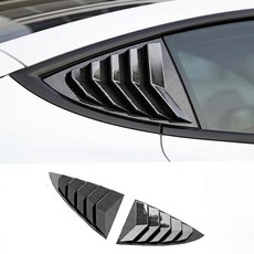 StarYtbl 테슬라 모델 3 2017-2025 2026용 후면 사이드 윈도우 커버 루버 스포츠 스타일 외부 장식 액세서리 삼각형 윈도우 바이저 및 긁힘 방지 가드 (광택, 유광 탄소 섬유 패턴_Model 3