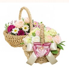 [누리과일] 꽃바구니 .과일바구니 인테리어소품 -왕골 바구니 3호, 1개