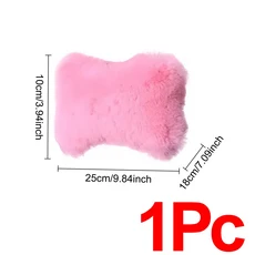 1Pc 겨울 자동차 목 베개 플러시 좌석 휴식 탄성 머리 받침 쿠션 컴포트 따뜻함 인테리어 액세서리, 01 빠른, 04 Pink-1Pc