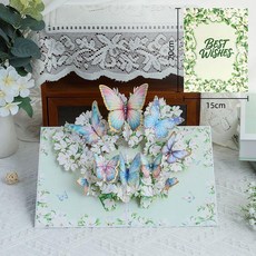 教師節賀卡3d立體可摺疊手寫精緻高級孔雀生日成品卡片禮物送老師, 1個, 花飛蝶舞-玉蘭花