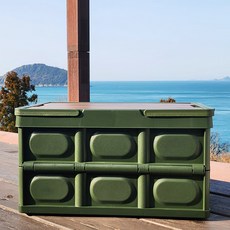 캠핑 폴딩박스 우드상판 테이블, 2개, 그린