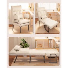 등받이 접이식 의자 리클라이너 가죽 1인용 사무실 낮잠 소파 간이 좌석 침대, E_두꺼운 해면 65CM 그레이