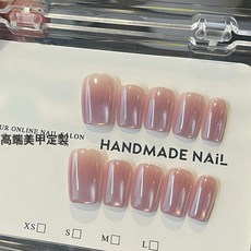 DFMEI 紫色電鍍貓眼短橢圓日常顯白高級手工穿戴甲成品, 1個, 1g, 紫晨凝露丨短短梯:S碼【凌洛原創】