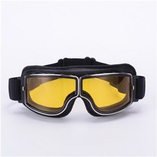 AMZ 레트로 오토바이 방풍 고글 선글라스 안경 할리 라이더 빈티지 클래식, 옐로우 블랙 프레임
