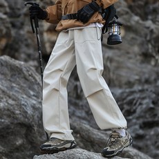 衝鋒褲休閒褲工裝褲傘兵褲寬褲運動長褲加絨加厚保暖褲褲子男長褲工作褲登山褲春秋男裝防風防水多口袋耐磨大尺碼戶外寬鬆防寒闊腿直筒