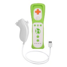 게임기 컨트롤러 [호환] Wii 콘솔 무선 게임 패드 용 제어용 Nunchuck 컨트롤러가있는 한 쌍의 리모컨 Motion Plus, 1개, 6) Green white- 1 Set, Green white- 1 Set
