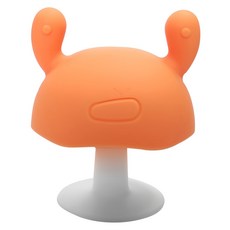 小蘑菇固齒器【附贈收納盒】嬰兒磨牙玩具 矽膠固齒器 食品級咬膠磨牙棒, 橘色, 1套, 固齒器