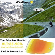 K1 헬멧 바이저 UV 보호 페이스 쉴드 바이저 윈드실드 AGV K1 K1S K3SV K5 K5S용(Revo Clear Red-day and Night), K1 헬멧 바이저, UV 보호 페이스 쉴드 바이저 윈드