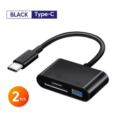 3-in-1 카드 리더 어댑터 유형 C-SD TF 메모리 USB C OTG 변환기 화웨이 삼성 Xiomi 전화 태블릿, 04 2pcs Black